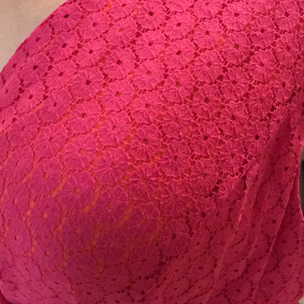 Lane Bryant Pink Lace dress with ribbon waist tie - Picture 4 of 4